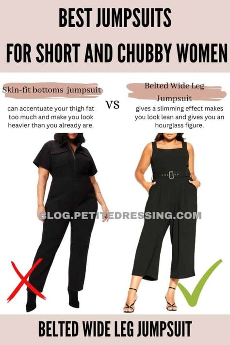 Short Chubby Fashion Outfits, Curvy Casual Outfits, Chubby Fashion, Thigh Fat, High Waist Fashion, Fashion Hacks Clothes, Jumpsuit Fashion, Petite Outfits, Wide Leg Jumpsuit