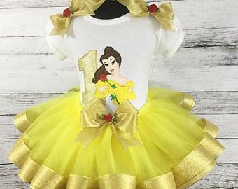 Beauty and the beast birthday | Etsy Snow White Wedding Theme, Beauty And The Beast Birthday, Belle Birthday Party, Beauty And Beast Birthday, Snow White Wedding, Baby Birthday Outfit, Belle Birthday, Ribbon Tutu, Beauty And The Beast Party