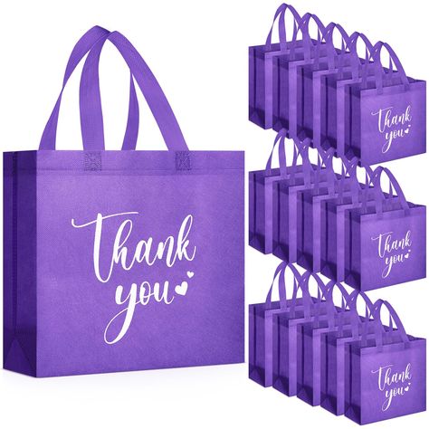 PRICES MAY VARY. Delicate Theme to Show Your Appreciation: the gift bag is printed with "Thank You" on both sides, which can express your gratitude to your guests, friends, bridesmaids and classmates, suitable for giving gifts to others; The design of the square bottom makes the volume greatly increased, which is convenient to fold and use Sufficient Quantity and Large Size: you will receive 30 pieces of thank you tote non woven bags; The products measure about 11 x 12 x 5 inches, with sturdy st Crocheting Techniques, Wedding Bridesmaid Gifts, Wedding Favours Magnets, Creative Napkins, Amazon Items, Dream Wedding Decorations, Bag For School, Foldable Bag, Woven Bags