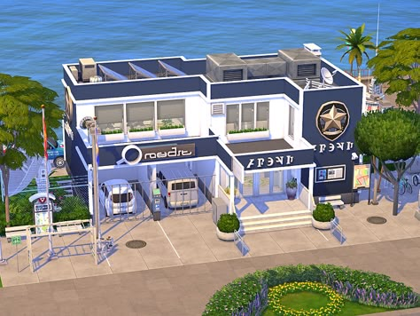 Sims Police Station, Sims 3 Community Lot Ideas, Sims 4 Police Station Build, Bloxburg Police Station, Police Station Exterior, Sims 4 Public Lots, Sims 4 Police Station, Police Station Design, Sims 4 Lots Community