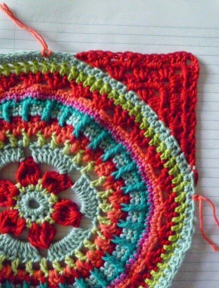 Susan Pinner: How to Add Granny Square Corners to a large circular motif...a mandala may be Hyperbolic Crochet, Block Stitch, Slipper Pattern, Book Marker, Scarf Patterns, Crochet Mandala Pattern, Crochet Hexagon, Crochet Blocks, Crochet Circles