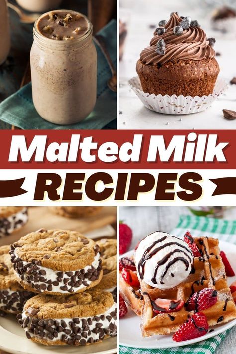 Mad for malted milk? These malted milk recipes got you covered. From shakes and cakes to pies and pudding, these sweets will have your mouth drooling! Malt Cookie Recipes, Malt Extract Recipes, Malted Milk Recipes Desserts, Malted Milk Cake Recipe, Malt Powder Recipes, Malted Milk Powder Recipes, Malted Milk Recipes, Malted Milk Balls Recipe, Malted Milk Cookies