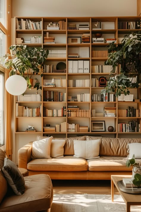 Trendy Shelving Units for Modern Home Libraries: Functional and Fashionable - Quiet Minimal Scandinavian Library, Modern Home Library, Sustainable Living Room, Home Library Rooms, Contemporary Shelving, Reading Space, Bookshelves In Living Room, Home Library Design, Art Shelves