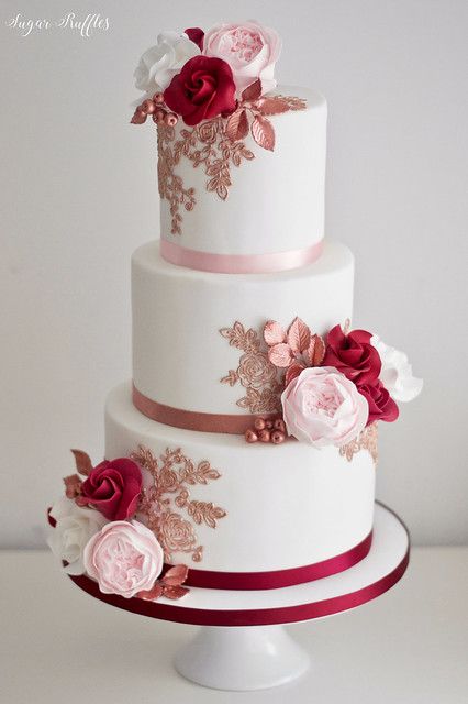 Claret, Burgundy, pink and rose gold | Charlotte | Flickr Quinceanera Cakes Burgundy, Burgundy And Pink Cake, Burgundy And Blush Wedding Cake, Rose Gold Quinceanera Decorations, Pink Gold Wedding Cake, Quinceañera Cakes, Pink Rose Wedding Cake, Henna Cake, Pink And Burgundy Wedding