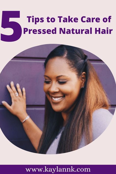 If you have pressed natural hair, try these 5 hair tips. This blog inlcudes 5 hair tips on how to take care of pressed natural hair. (Photo/ Canva) Texturized Natural Hair, Pressed Hair, Silk Press Hair, Pressed Natural Hair, Silk Press Natural Hair, Hair Shedding, Pin Curls, Heatless Curls, Braid Out