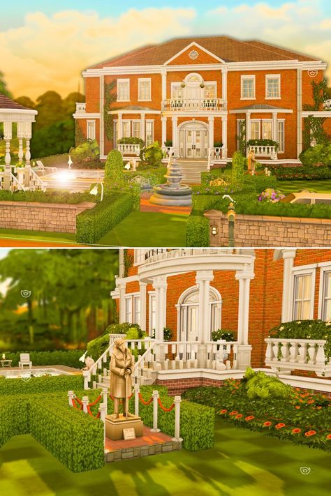 This is Georgian Inspired Large Family Home on The Sims 4. It is a limited pack stop motion house build with Discover University Items and no CC. In this family house, there are 3 bedrooms with 4 washrooms, which can fit up to 5 Sims. It is built on 40x30 lots in Willow Creek. Home The Sims 4, Sims 4 Family House, The Sims 4 Sims, Large Family Home, Sims 4 Sims, University Housing, Sims 3 Mods, Sims 4 Family, Sims 4 House Building