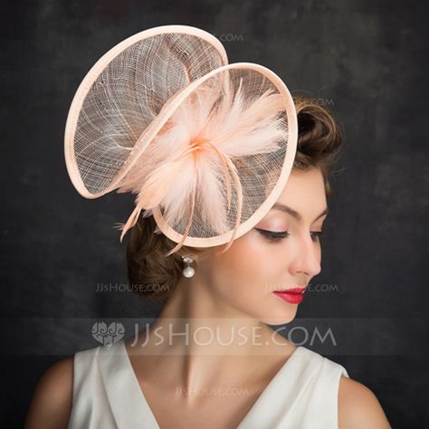 Tulle Fascinator, Feather Fascinator Hat For Party, Feathered Headband Fascinator For Races, Facinators Wedding, Feminine Hat-style Fascinator, Vintage Hat-style Fascinator For Races, Luxury Feather Trim Hat Fascinator, Unique Fascinators, Fascinator Hats Wedding