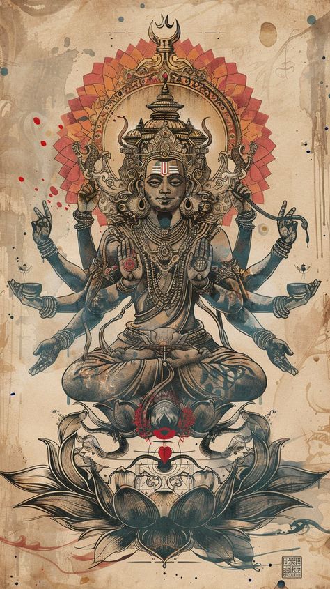 Hindu Back Tattoo, Shiva Back Tattoo, Shiv Art, Shiva God, Hindu Tattoo, Buddha Tattoo Design, Buddhist Art Drawing, Shiva Tattoo Design, God Artwork