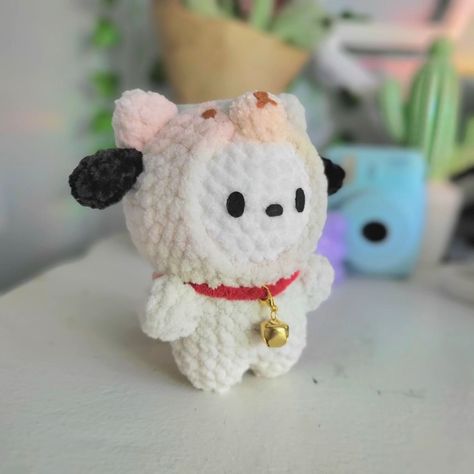 pochacco in a bear onesie •♡ ੈ✩‧₊˚ ☆ I luv this lil cutie🥹 ☆ I've been making the whole sanrio onesie collection for qcac, and I sadly didn't get a chance to get good pictures of all of them😭 but I did get some of pochacco before he sold!💕 ☆ Pattern: @windrises.crochet (can you tell I'm obsessed w this pattern?? heheh) ☆ ☆ ☆ 💌 #crochet #sanriocrochet #pochacco #crochetpochacco #amigurumi #crochetplushie #ａｅｓｔｈｅｔｉｃ #cutecrochet #bearonesie #kawaiicrochet # Crochet Pochacco, Sanrio Crochet, Bear Onesie, Good Pictures, Kawaii Crochet, Diy Crochet Projects, Cute Crochet, Diy Crochet, Crochet Projects