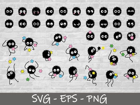 Soot Sprite Tattoo Studio Ghibli, Sprite Tattoo Studio Ghibli, Studio Ghibli Soot Sprites Tattoo, Soot Sprite Drawing, Soot Sprite Art, Anime Cricut Ideas, Studio Ghibli Svg, Soot Sprite Nails, Studio Ghibli Soot Sprites