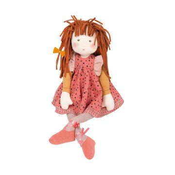 Spotty Dress, Pink Ballet Shoes, Expressive Faces, Rag Doll Pattern, Rag Dolls Handmade, Long Red Hair, Rag Dolls, Ballet Slippers, Doll Play