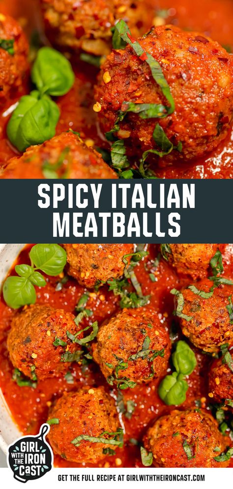 This easy homemade meatball recipe uses a combination of beef, hot Italian sausage, veal (easily substituted), and aromatics for the most tender, juicy meatball. These homemade meatballs are pan-seared in the dutch oven and then finished in an easy-made from scratch red meatball sauce! Short on time? A jarred red sauce works as well! Spicy Italian Meatballs, Spicy Meatballs Recipe, Homemade Red Sauce, Meatballs And Sauce, Oven Meatballs, Homemade Meatballs Easy, Homemade Meatballs Recipe, Spicy Meatballs, Meatball Sauce