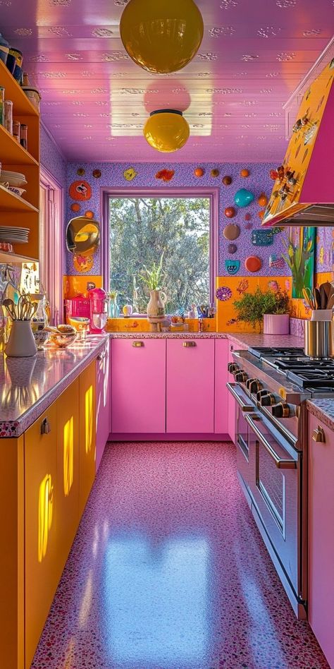 The Lisa Frank-Inspired Airbnb: A Colorful Exploration Through AI Design — Living Bright Interiors Maximalist Interior Design, Maximalist Interior, Lisa Frank, Kitchen Inspo, Kids Bathroom, Kids' Bathroom, World Of Color, Design Living, Unique Spaces