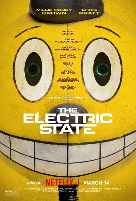 The Electric State – Check out Millie Bobby Brown & Chris Pratt in the teaser for the Russo Brothers’ adaptation of the Simon Stålenhag graphic novel | Live for Films The Electric State, Brown Poster, Joe Russo, Jenny Slate, Brothers Movie, Brian Cox, Adrien Brody, Anthony Mackie, Adventure Film