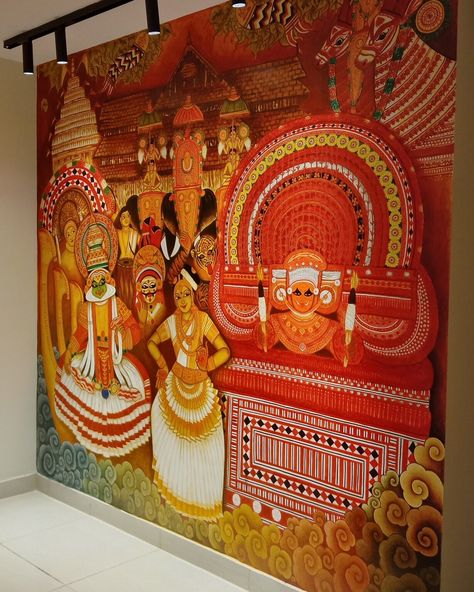 Assignment in Chennai – Mural Paintings of Kerala Indian Traditional Wall Murals, Kerela Murals Paintings, Kerala Mural Painting On Canvas, Mural Painting Kerala, Kerala Mural Art, Indian Mural, Kerala Painting, Saree Kerala, House Club