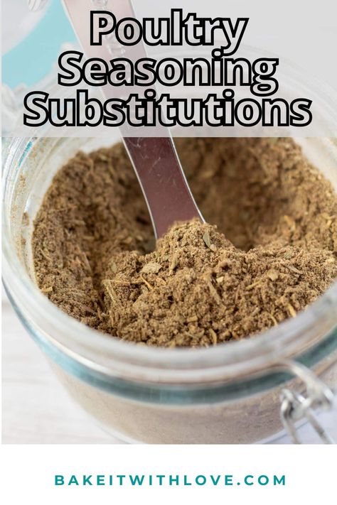 For a poultry seasoning substitute to use on chicken, turkey, vegetables, stuffing, and more, you've come to the right place! Whether you're out of poultry seasoning or just want to try something different, these substitutes will give your recipe the perfect flavor. Read on to learn more about the various alternatives for poultry seasoning and how to use them in your cooking! BakeItWithLove.com #bakeitwithlove #poultry #poultryseasoning #substitutes #cooking Poultry Seasoning Substitute, Marjoram Substitute, Best Spices For Chicken, Poultry Seasoning Recipe, Baking Substitutions, Pheasant Recipes, Turkey Seasoning, Low Salt, Baking Substitutes