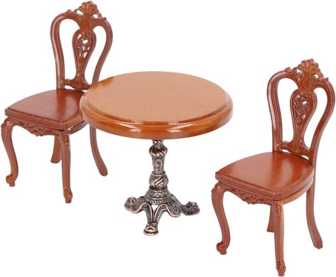 AmazonSmile: Tnfeeon Dollhouse Dining Table Chair Set, Birch Alloy Doll House Furniture Accessories Exquisite Carving Nostalgic for DIY : Toys & Games Montessori Table And Chair, Montessori Table, Hostess Gifts Thanksgiving, Dining Table Chair, Doll House Furniture, Toddler Table, Kids Table And Chairs, Table Chairs, Wooden Dollhouse