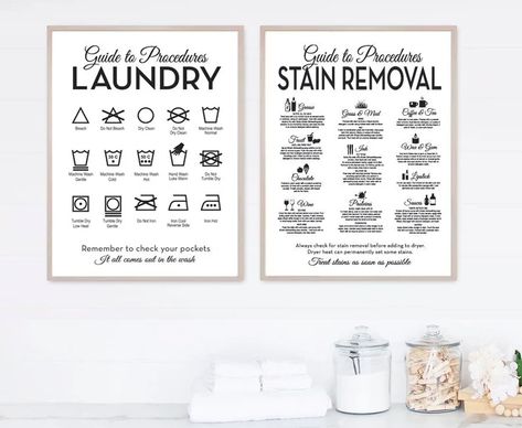 Laundry Wall Decor, Stain Guide, Clothing Symbols, Stain Removal Guide, Laundry Wall, Laundry Wall Art, Laundry Symbols, Laundry Room Wall Decor, Rack Clothes