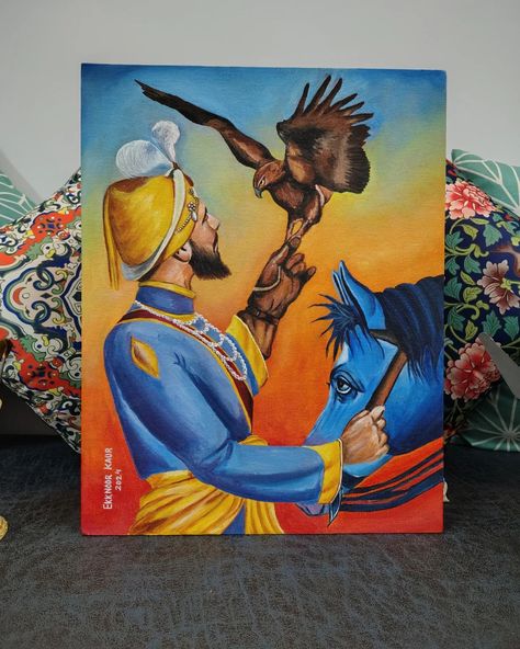 Shah-e-Shahenshah Guru Gobind Singh Ji 🙏🏼💐❤️ Acrylic on canvas 14" x 18" DM to order 💌 #gurugobindsinghji #sikhart #trendingartreels #artreels #sketch #portrait #painting #art #acrylicpainting #oilpainting #mandala #lippanart #trending #reels #instagram #love #motivation #ekonkar #waheguru #watercolors #draw #reelitfeelit #baby #artwork #embroidery #threads #instagood #sardari #punjab #post Waheguru Art, Guru Gobind Singh Ji, Ek Onkar, Baby Artwork, Guru Gobind Singh, Sketch Portrait, Trending Reels, Embroidery Threads, Reels Instagram