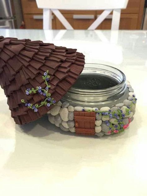 Polymer Clay Fairy Garden, Clay Fairy Garden, Fairy Things, Diy Polymer Clay, Fairy Garden Ideas, Clay Fairy, Clay Fairy House, Polymer Clay Fairy, Clay Jar