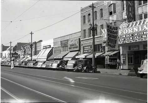 Pacific Blvd. Huntington park, CA. 1940 Huntington Park California, Classic Car Photography, Bell Gardens, Huntington Park, San Gabriel Valley, South Gate, East Los Angeles, California History, Movie Theaters