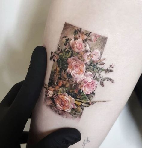 Small Inspirational Tattoos, Small Colorful Tattoos, Tattoo Henna, Painting Tattoo, Rose Tattoo Design, Up Tattoos, Tiny Tattoos, Inspirational Tattoos, Beautiful Tattoos