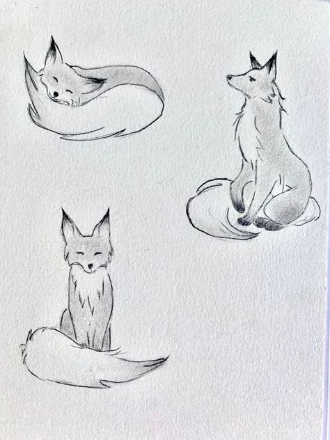 Fox And Duck Drawing, Fox Tutorial Drawing, Forest Animal Sketches, How To Draw Fox Ears, Fox Anatomy Drawing, Lemur Sketch, Fox Mask Drawing, Fox Drawing Tattoo, Cute Fox Drawing Easy