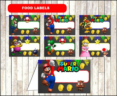 Super Mario Food Labels, Mario Theme, Nativity Coloring Pages, Super Mario Bros Party, Mario Bros Party, Christmas Trees For Kids, Super Mario Birthday, Mario Birthday, Food Tent