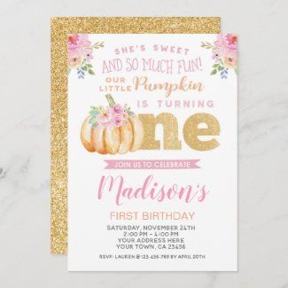 Little Pumpkin First Birthday, Fall Birthday Invitations, Luau Birthday Invitations, Fall 1st Birthdays, Birthday Pumpkin, Pumpkin 1st Birthdays, Pumpkin First Birthday, Gold First Birthday, Pumpkin Birthday