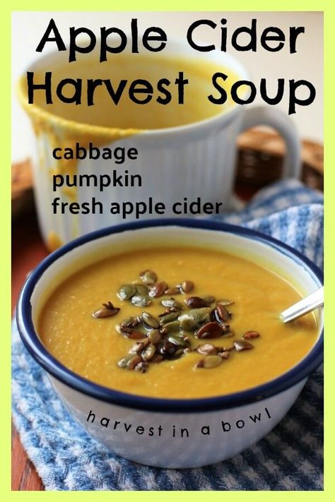 Soups Fall, Soup With Cabbage, Cider Recipes, Harvest Soup, Vegetable Soups, Pumpkin Kitchen, Dairy Free Soup, Apple Cider Recipe, Gluten Dairy Free