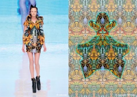 The Queen of the Prints. Chinsky Cheung for Alexander McQueen Fashion Essay, Patterns For Fashion, Alexander Mcqueen Dresses, Savage Beauty, Engineer Prints, Fashion Silhouette, Mcqueen Fashion, Textile Pattern, Fashion Updates