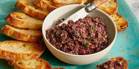 Kalamata Olive Tapenade Olive Tapenade Recipe, Mediterranean Diet Snacks, Sugar Free Granola, Tapenade Recipe, Greek Spinach Pie, Cooking Roast Beef, The Mediterranean Dish, Olive Tapenade, Snack Craving