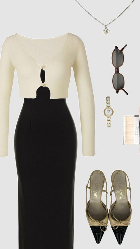 #Fashion #Outfit #Clothes #Clothingset #Inspiration #Casual #Fashioninspo #aesthetic #fashionaesthetic #Clothing #classy #elegant #simple #minimal #bolero #gold #yellow Fashion Outfit, Gold Yellow, Outfit Sets, Kitten Heels, Outfit Inspirations, Fashion Inspo, Black Dress, Ootd, Sun