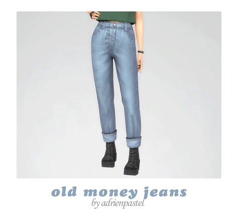 📑 Old Money Jeans · | AdrienPastel on Patreon Sims 4 Mom Jeans, Sims 4 Cc Jeans Maxis Match, Old Money Jeans, Ski Resort Outfit, Sims Outfits, Cc Clothing, Cc Clothes, Matching Mom, Straight Cut Jeans