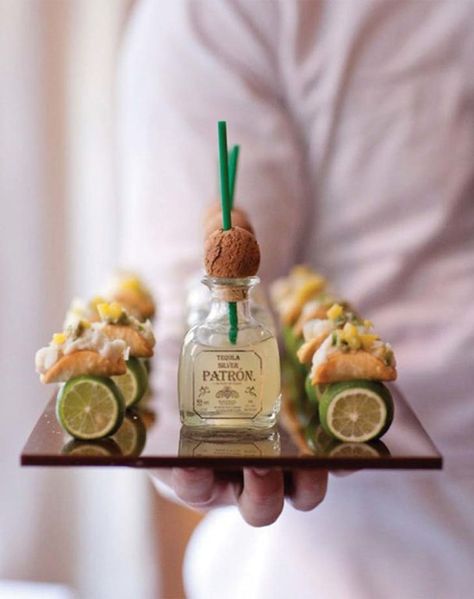 Taco Bars Are the Most Delightful (and Wallet-Happy) Way to Feed Your Wedding Guests via @PureWow Ideas Para Catering, Mini Tacos, Surf And Turf, Chicken And Waffles, Wedding Drink, Fish Tacos, Food Trends, Wedding Cocktails, Signature Drinks