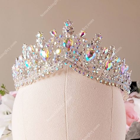 Crown Set Multi Color 2.5 Queen Crown Silver With A/B Crystals Quince Crown Pageant Crown Wedding Crown Debutante Crown - Etsy Quince Crowns Pink, Coronas Aesthetic, Quinceañera Crowns, Quinceanera Crowns, Crown Quinceanera, Quince Crowns, Quince Crown, Crown Pageant, Quinceanera Jewelry