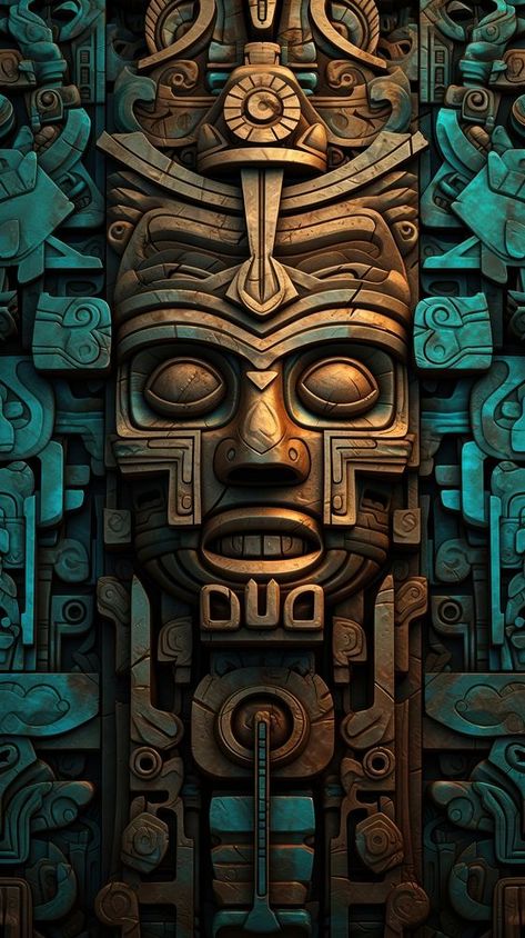 Iphone Wallpaper Elegant, Aztec Architecture, Aztec Background, Aztec Temple, Aztec Mask, Mexico Wallpaper, Aztec Artwork, Aztec Wallpaper, Maya Art