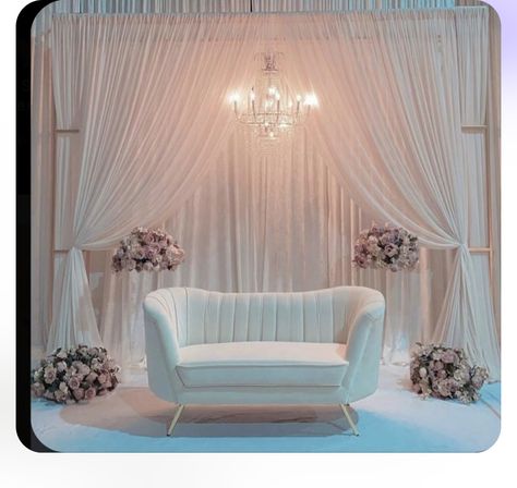 Minimalist Stage Decor, Nikah Stage Decoration Simple, Entrance Arch Wedding Receptions, Sofa For Wedding Stage, Simple Engagement Stage Decor, Stage Decorations Engagement Simple, Simple Nikkah Backdrop, Simple Wedding Stage Decor, Desi Wedding Backdrop