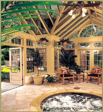 Interior of poolhouse Georgian conservatory by Tanglewood Conservatories, via Flickr Conservatory With Hot Tub, Hot Tub Solarium, Sunroom Hot Tub, Green House Hot Tub, Greenhouse With Hot Tub, Hot Tub In Greenhouse, Greenhouse Hot Tub, Rustic Conservatory, Luxury Sunroom