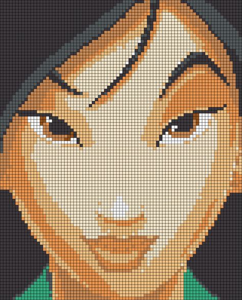 Pixel Art Disney, Pixel Art Ideas, Modele Pixel Art, Pokemon Game, Art Pixel, Disney Cross Stitch Patterns, Mulan Disney, Pixel Art Templates, Pixel Drawing