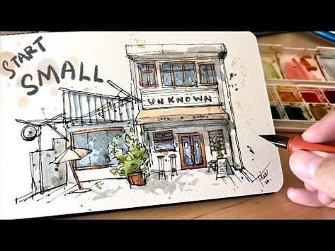 Loose ink and watercolor sketching for beginners lReal-time tutorial - YouTube Loose Sketching Watercolor Painting, Sketching For Beginners, Watercolor Sketching, Ink And Watercolor, Watercolor Sketch, Watercolor And Ink, The Things, Work On, Things That