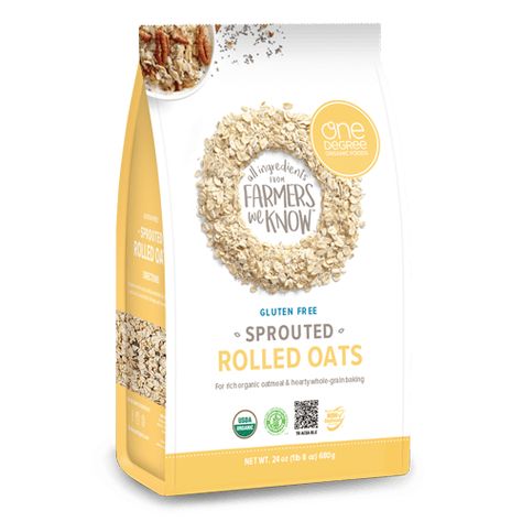 Sprouted Rolled Oats Cooking Directions - One Degree Organics Sprouted Rolled Oats, Sprouted Oats, Rolled Oats Recipe, Healthy Cereal Breakfast, Organic Breakfast, Healthy Cereal, Granola Breakfast, Quick Oats, Gluten Free Oats