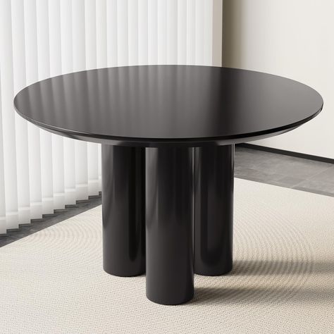 PRICES MAY VARY. ✦ Versatile Round Design: Featuring an elegant round shape, this GlimBiz round dinning table is suitable for various occasions such as family dining, gatherings, or other social activities. Its multifunctional design makes it an ideal addition to your home, offering both practicality and aesthetic appeal. ✦ Stylish White Design: The modern black dining table boasts a fashionable pure black color scheme, adding a touch of modern simplicity to your living space. White not only com Simple Kitchen Table, Kitchen Tables For Small Spaces, Modern Simple Kitchen, Modern Dining Table Black, Table Round Dining, Round Dinning Table, Tables For Small Spaces, Black Dining Table, Dining Table Round