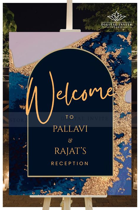 Printing & Personalising your own Welcome Wedding Signs or Punjabi Wedding welcome sign Indian template instant download has been made a super easy process by us specially for busy brides that save the valuable wedding-prep time while still giving you the complete Hindu Wedding welcome template & stationery of your dreams for your Wedding Reception Entry Sign!

You can print your Reception Party decor Sign Board or Indian Reception Welcome Signage décor where ever you choose! Sangeet Signage, Marble Reception, Mehendi Party, Blue And Gold Marble, Unique Wedding Signs, Welcome Signage, Ladies Sangeet, Sangeet Ceremony, Indian Reception