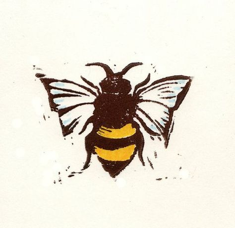 ✾ Appliqué Ideas, Bee Images, Lino Cuts, Linoleum Print, 카드 디자인, Bee Tattoo, Bee Art, Bee Print, Honey Bees