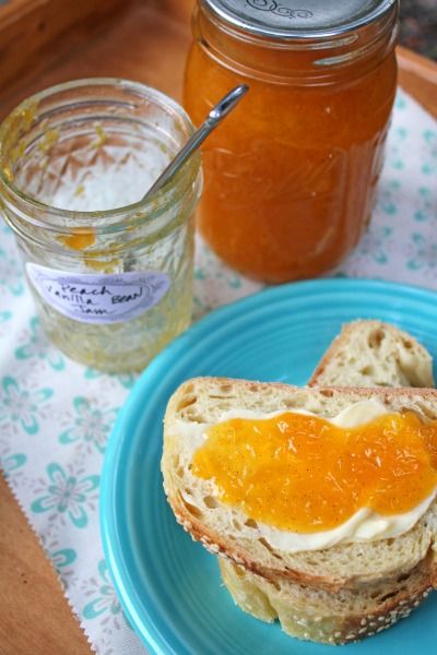 peach vanilla bean jam Vanilla Jam, Jam Canning, Water Bath Canning Recipes, Fruit Butters, Preserving Recipes, Cooking Projects, Canning Ideas, Home Canning Recipes, Jam Recipes Homemade