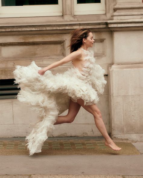 Emilia Clarke Betina Du Toit, Emilie Clarke, Emily Clarke, Harpers Bazaar Magazine, Embroidered Tulle Dress, Magical Thinking, Organza Dress, Harper’s Bazaar, Emilia Clarke