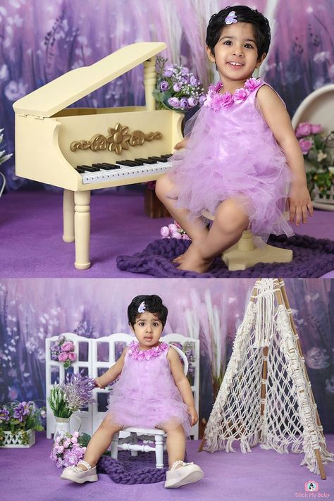 Pictures of 2 year old girl child shot at purple fields theme by click my baby studio, gurugram , india Maternity Photo Studio, Frill Dress, Dress Purple, Happy Memories, Photographing Babies, Delhi Ncr, The Field, My Baby, Baby Photos