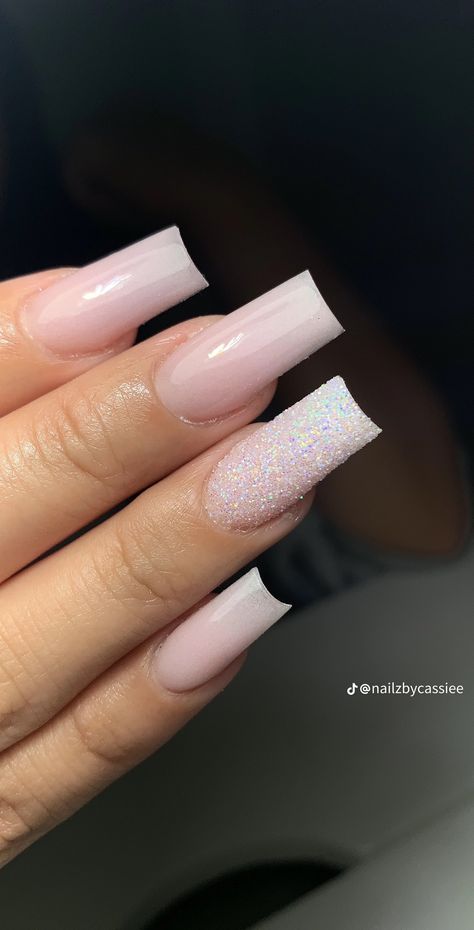 Nails Acrylic Ombre Pink, Nails Acrylic Ombre, Sparkly Pink Nails, Sparkly Ombre Nails, Acrylic Ombre, Pink French Nails, Glittery Nails, Ombre Pink, Summery Nails