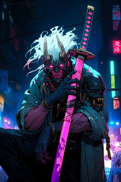 Cyberpunk Oni, Cyberpunk Ninja, Cyberpunk Samurai, Cyberpunk Tattoo, Persona Anime, Samurai Wallpaper, Arte Peculiar, Samurai Artwork, Urban Ninja